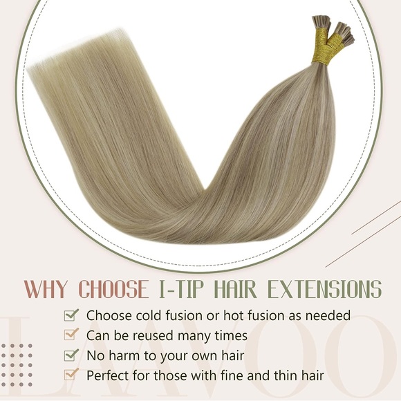 HUMAN HAIR Mixed Blonde Keratin I-Tip Extensions 18in 50g - Picture 3 of 14